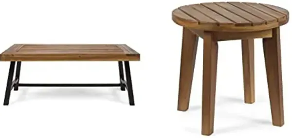Christopher Knight Home Carlisle Outdoor Acacia Wood Coffee Table + Christopher Knight Home Parker Outdoor 16" Acacia Wood Side Table