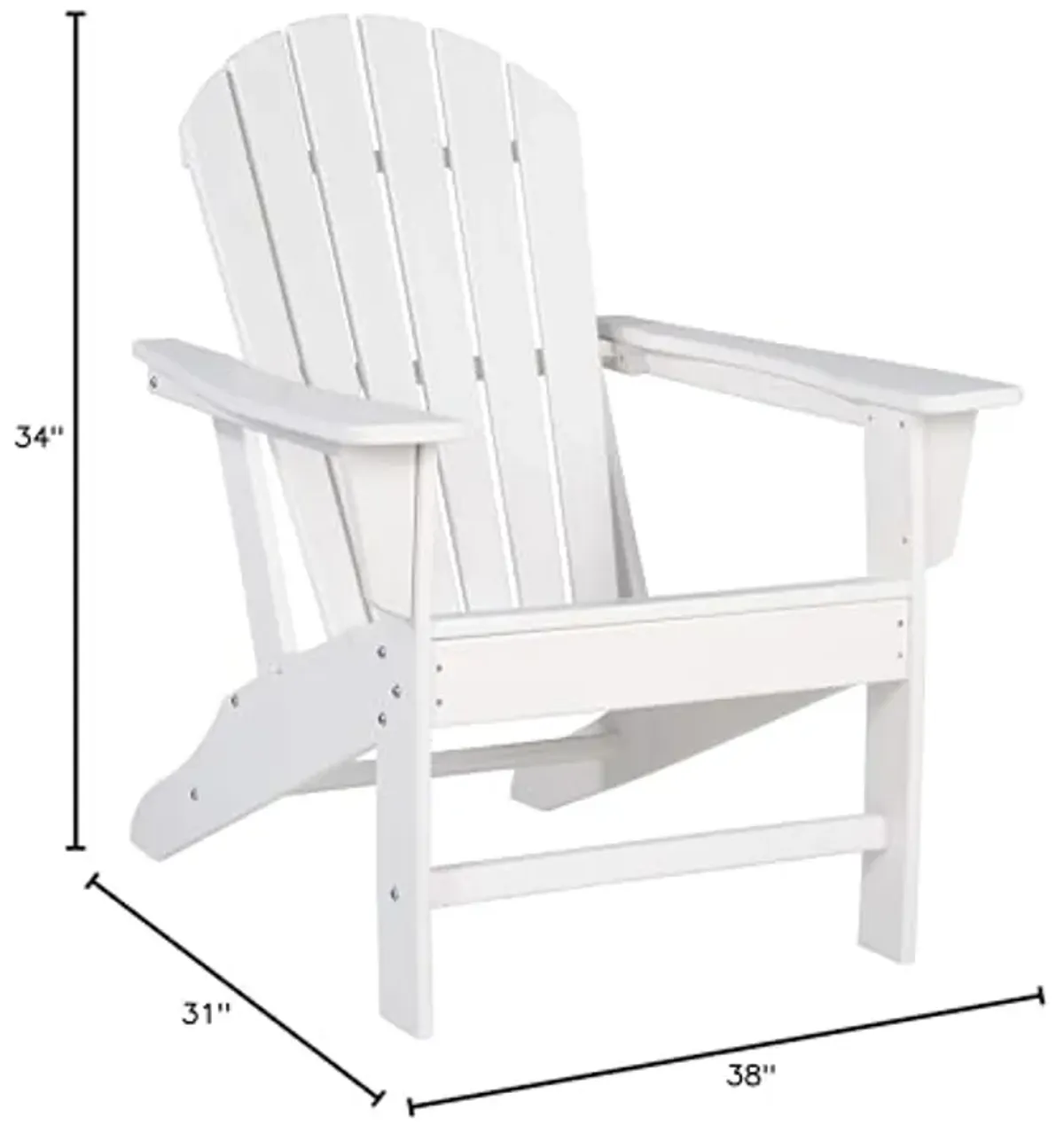 Signature Design by Ashley Sundown Treasure Outdoor Patio HDPE Weather Resistant Adirondack Chair (White) and End Table (White)