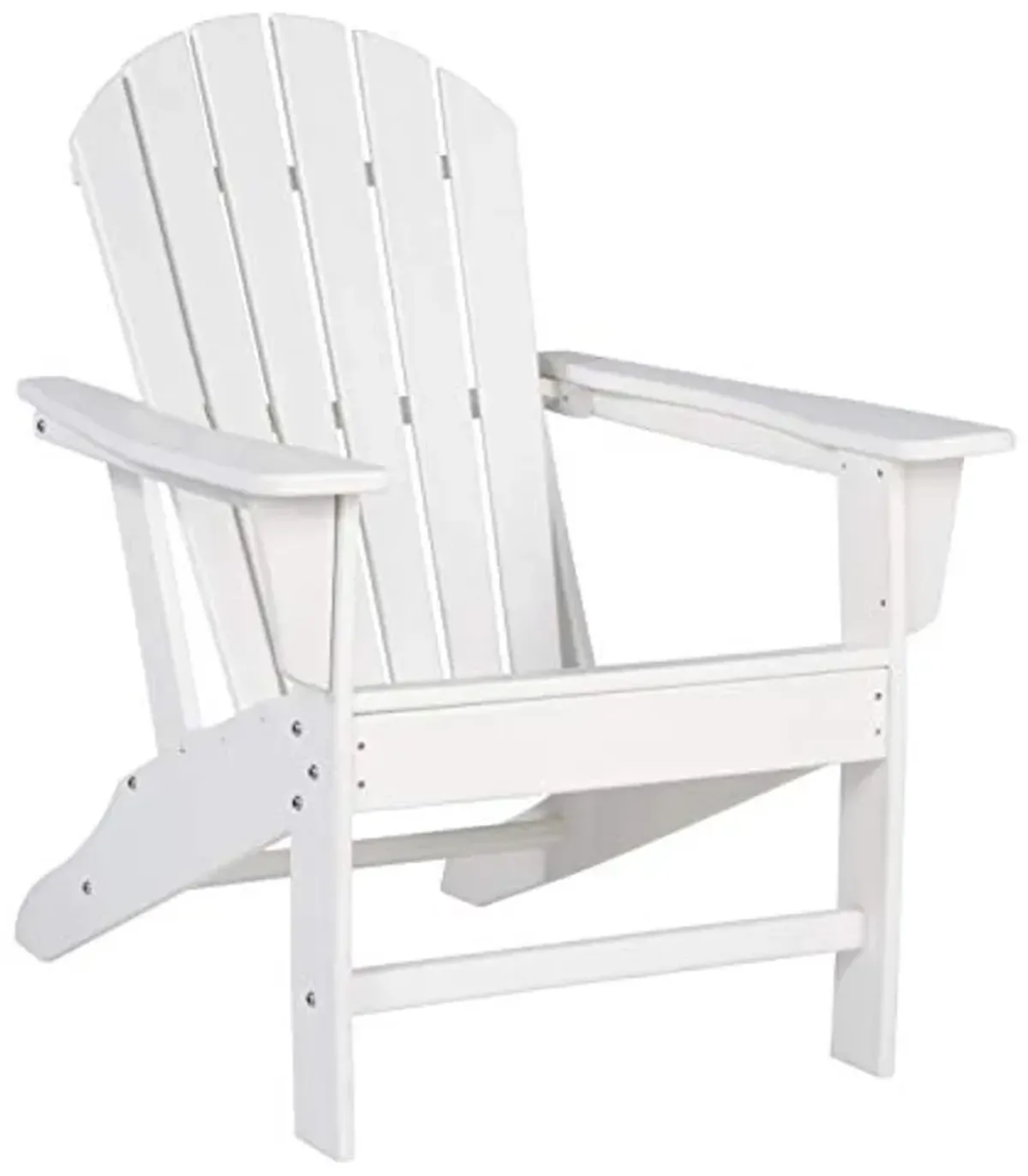 Signature Design by Ashley Sundown Treasure Outdoor Patio HDPE Weather Resistant Adirondack Chair (White) and End Table (White)