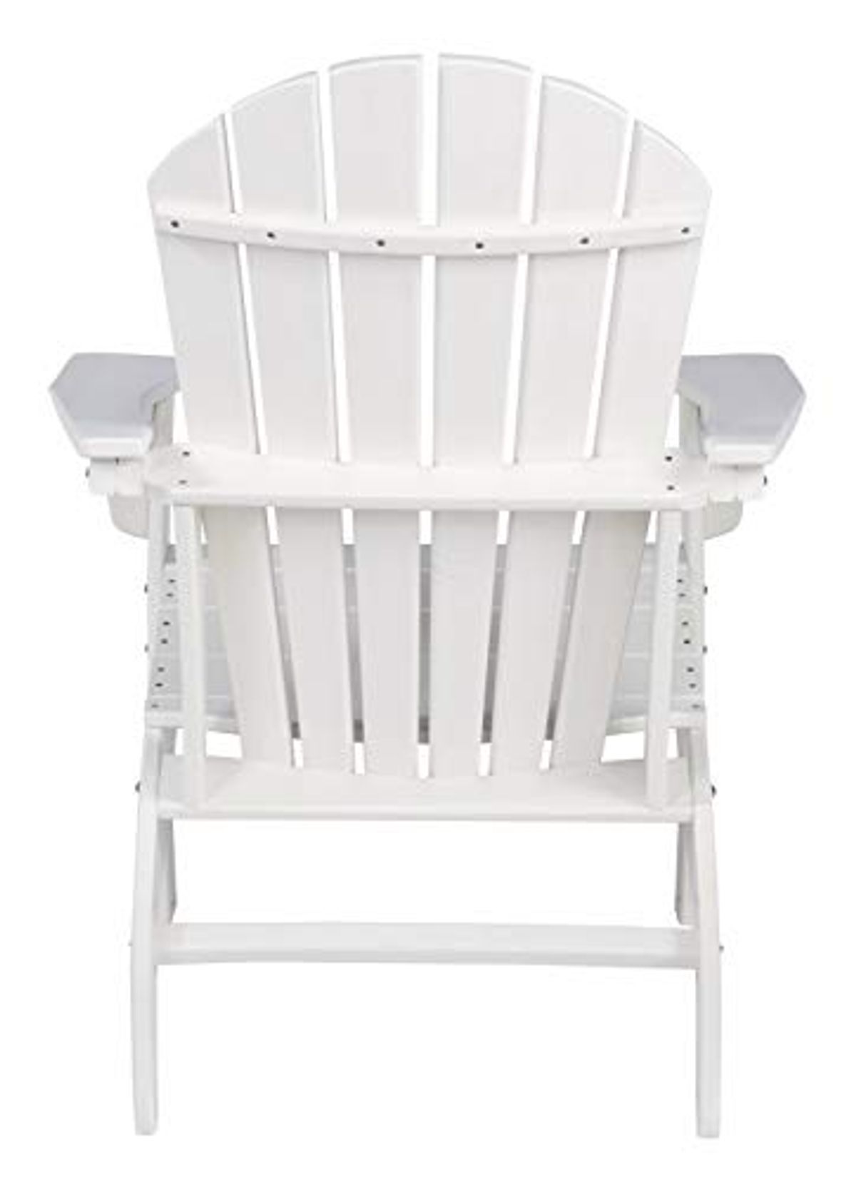 Signature Design by Ashley Sundown Treasure Outdoor Patio HDPE Weather Resistant Adirondack Chair (White) and End Table (White)