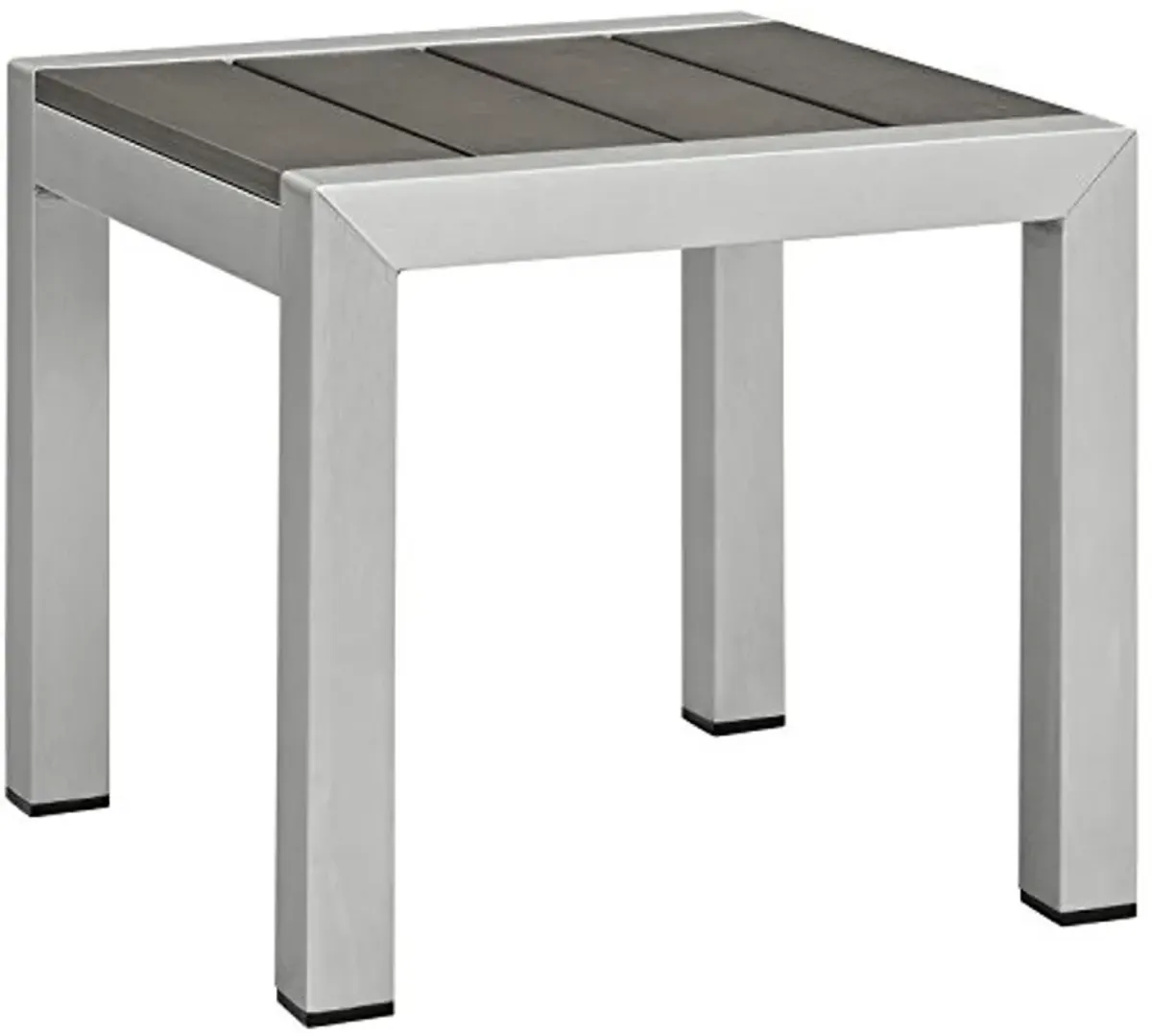 Christopher Knight Home Cape Coral 4-Piece Outdoor Lounge Chair Set + Modway Shore Aluminum Outdoor Side Table in Silver Gray