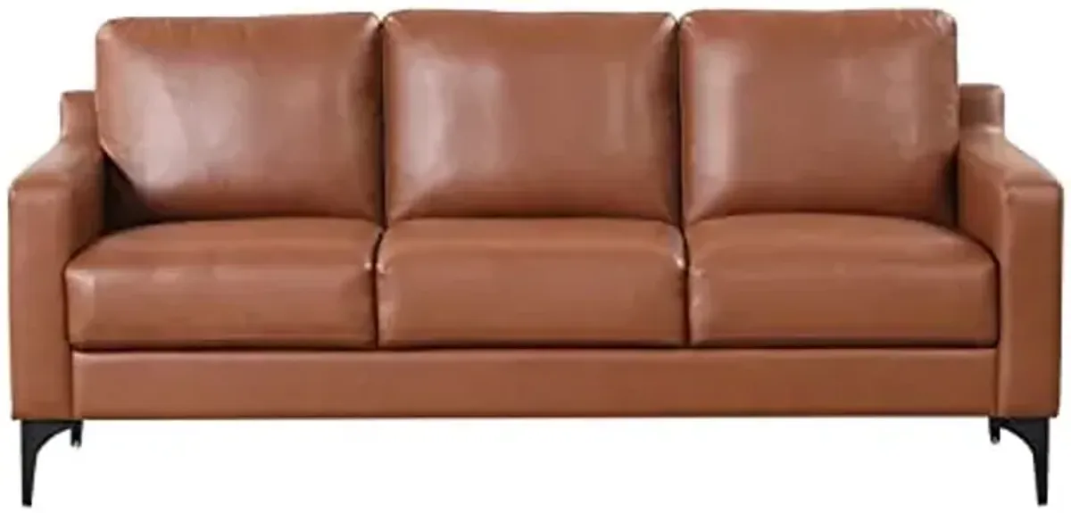 Serta Triton 78" Sofa, Transitional Modern, Dreamcoil Comfort, Metal Legs, Vegan Leather, Brown