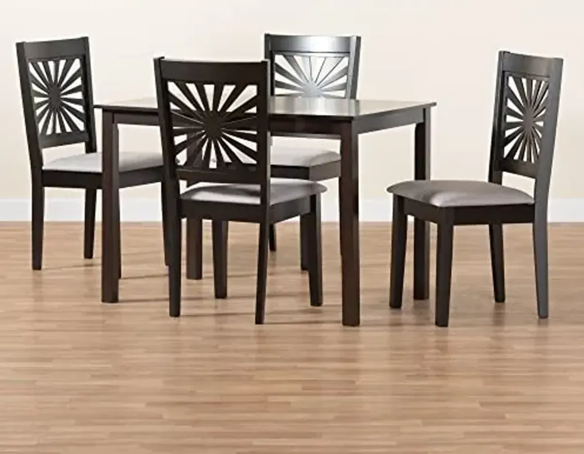 Baxton Studio Olympia Dining Set, 5-Piece, Grey/Espresso Brown