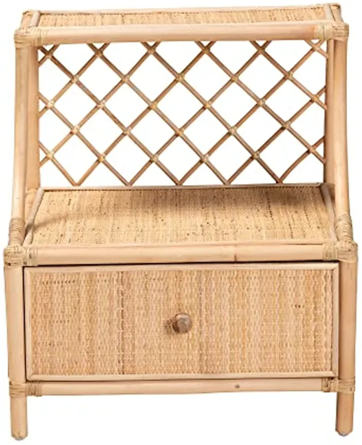 Baxton Studio Lalo Natural Rattan Nightstand, 1-Drawer