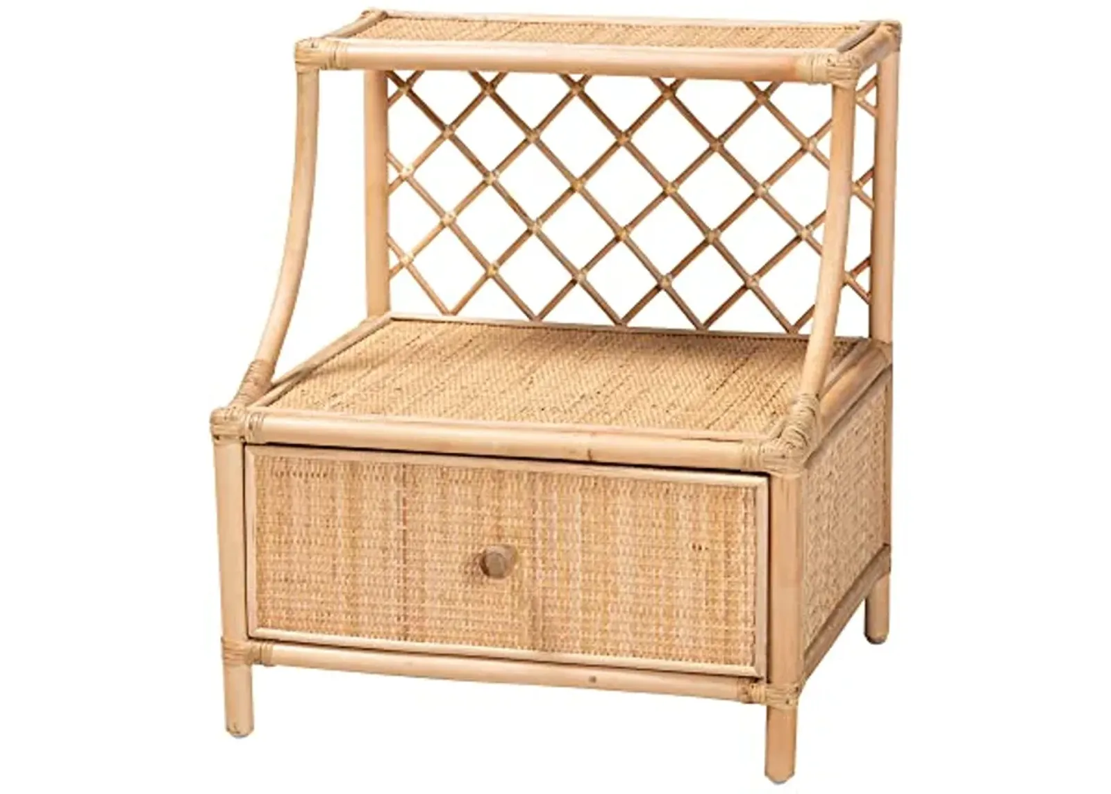 Baxton Studio Lalo Natural Rattan Nightstand, 1-Drawer