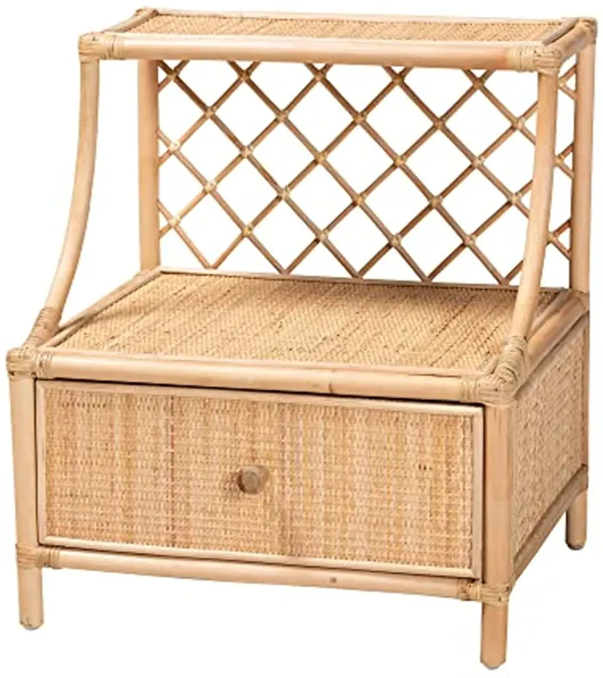 Baxton Studio Lalo Natural Rattan Nightstand, 1-Drawer