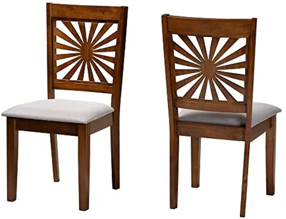 Baxton Studio Olympia Dining Chairs, Set of 2, Grey/Walnut Brown