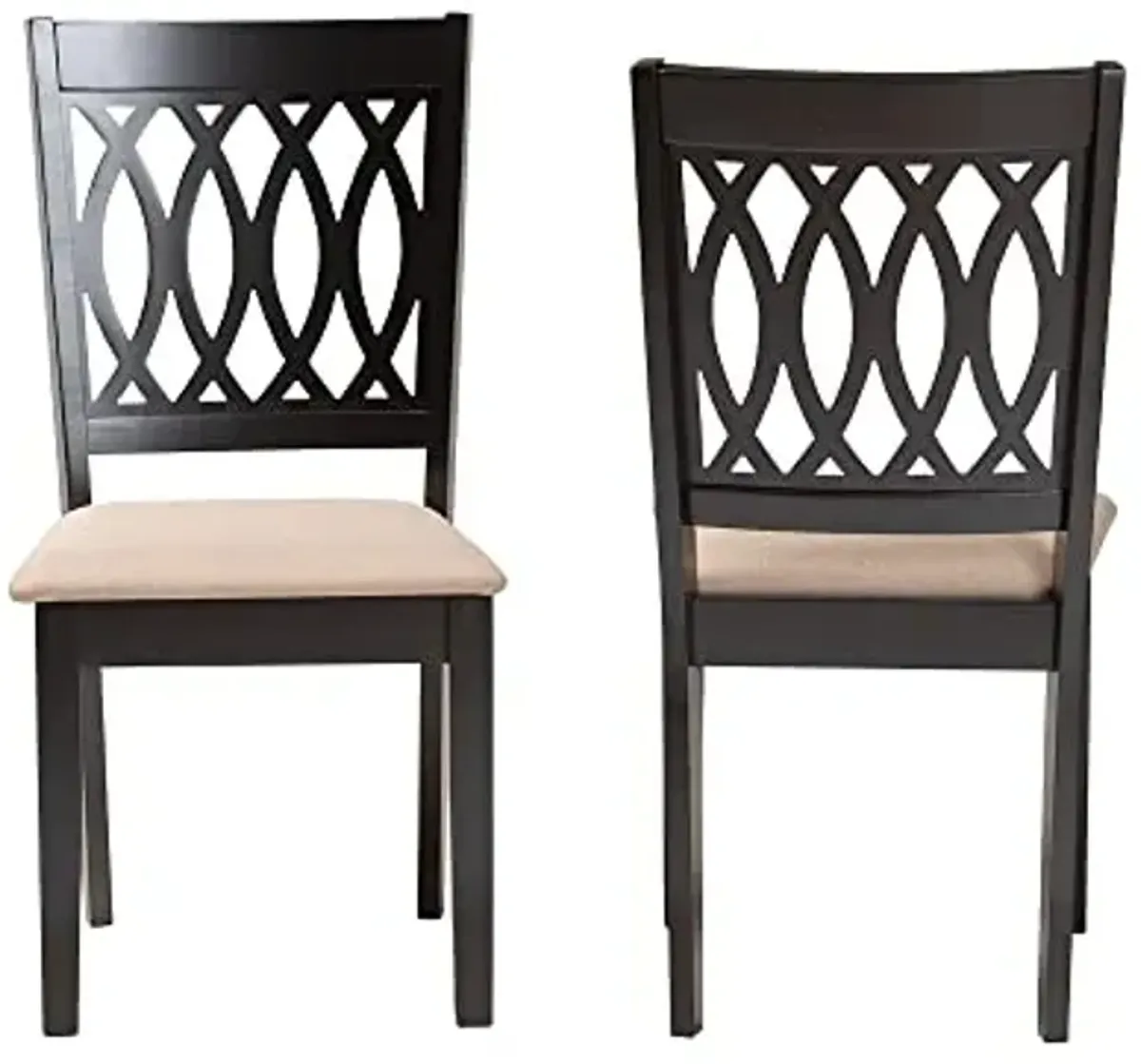 Baxton Studio Florencia Modern Beige Fabric and Espresso Brown Finished Wood 2-Piece Dining Chair Set