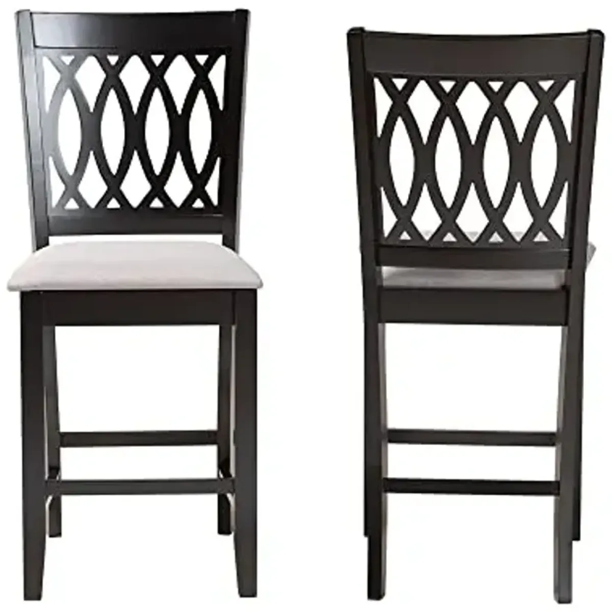 Baxton Studio Florencia Counter Stools, Set of 2, Grey/Espresso Brown