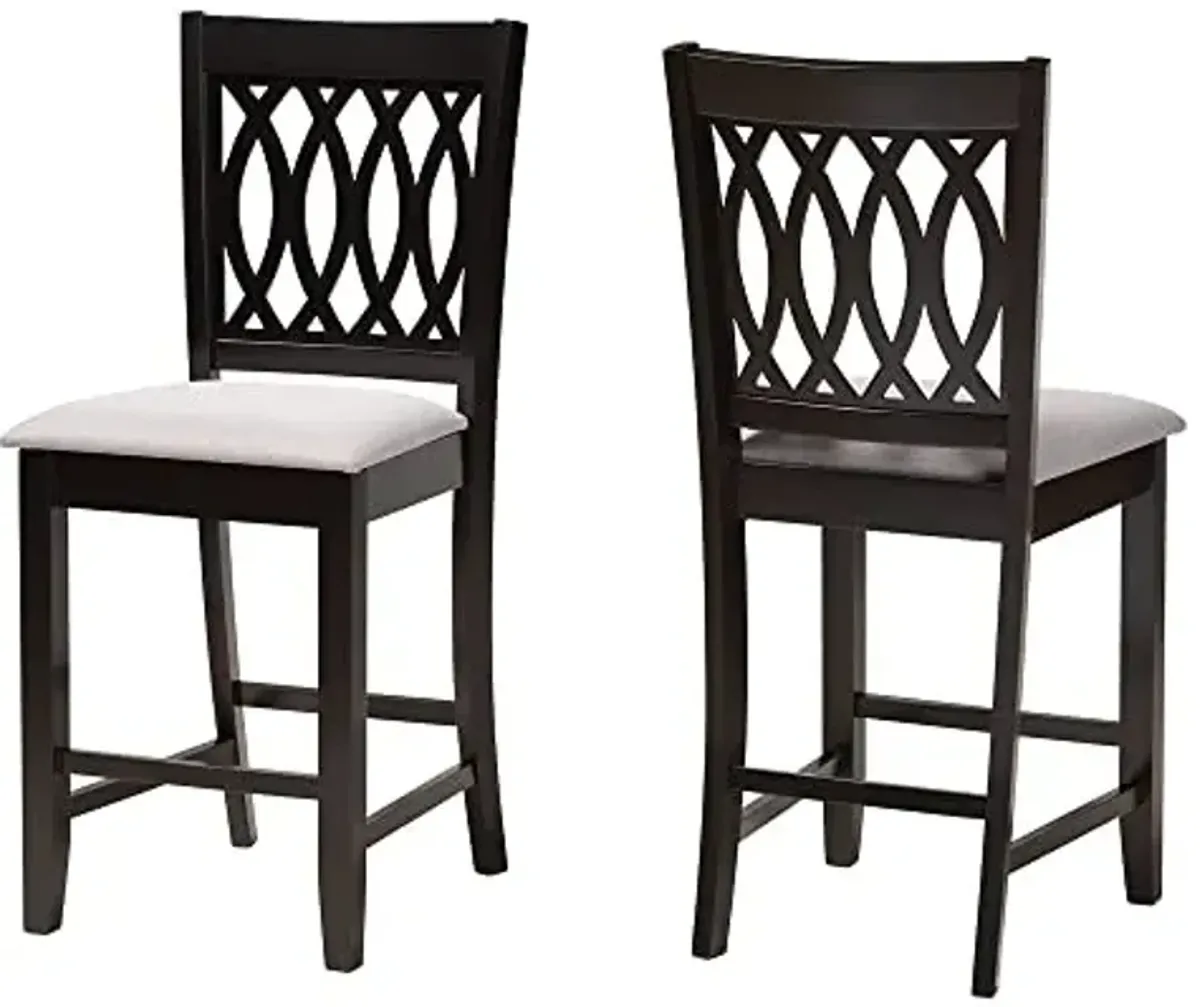 Baxton Studio Florencia Counter Stools, Set of 2, Grey/Espresso Brown