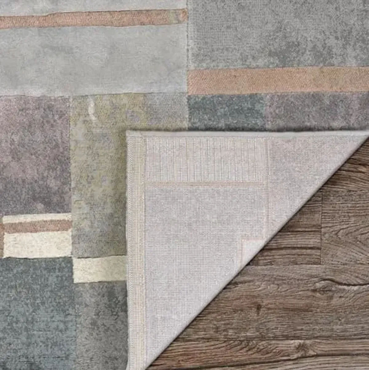 Couristan Easton Geometric Low-Pile Rug – 6'6" x 9'6" Power-Loomed Rug in Stone Multicolor, Modern Style Contemporary Home Decor for Living Room, Bedroom, or Office, Durable Polypropylene Area Rug