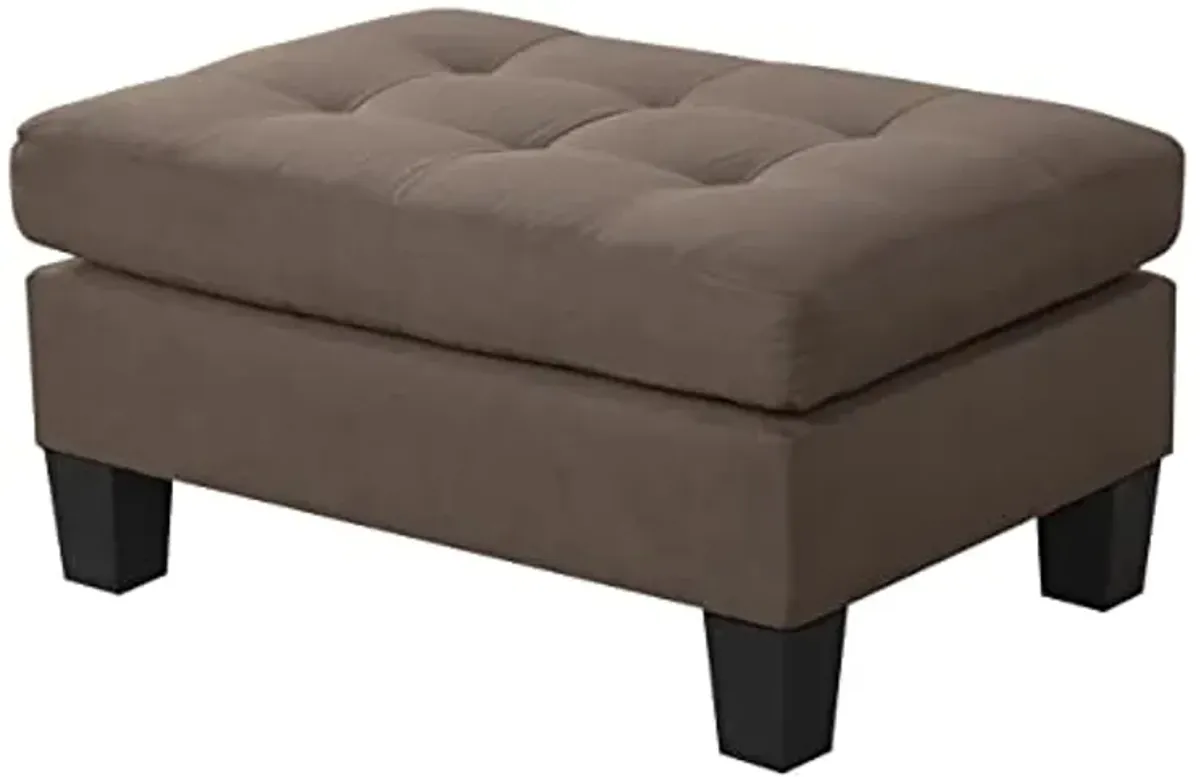 Divano Roma Furniture Modern Tufted Micro Suede L Shaped Sectional Sofa Couch with Reversible Chaise & Ottoman, Large, Brown