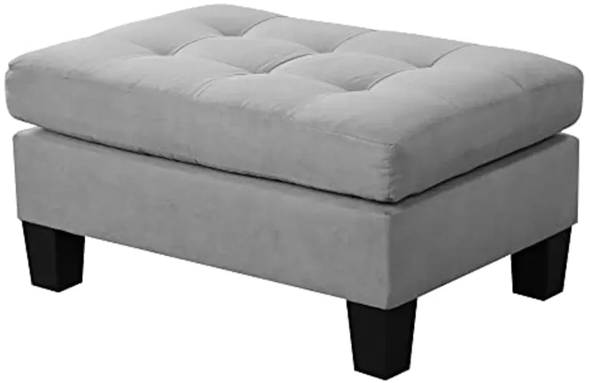 Divano Roma Furniture Modern Tufted Micro Suede L Shaped Sectional Sofa Couch with Reversible Chaise & Ottoman, Large, Grey