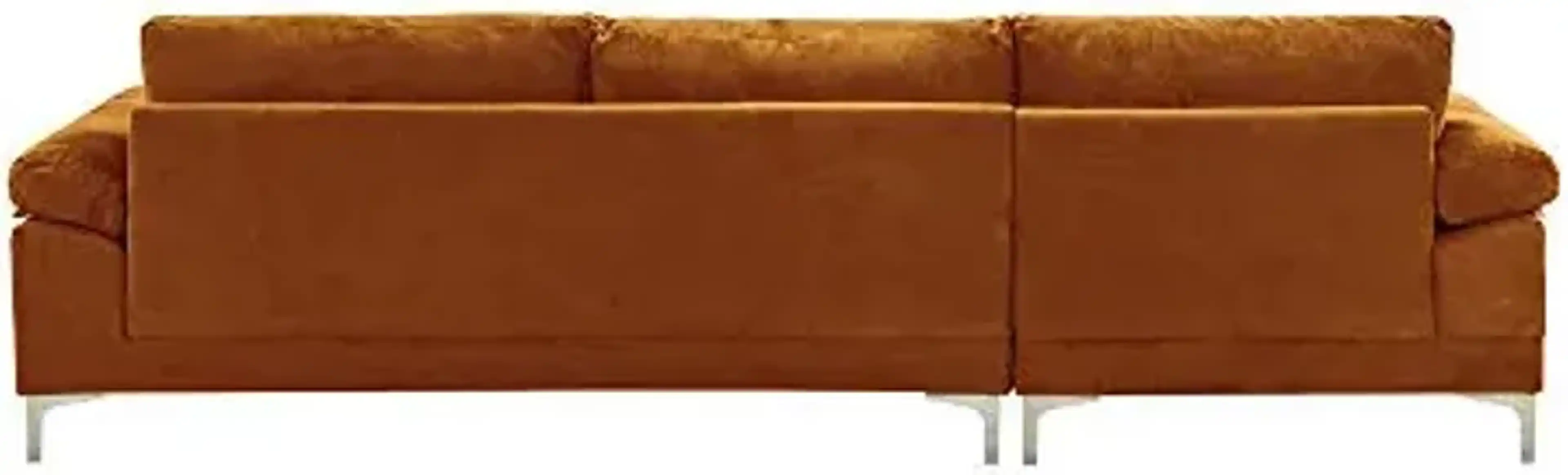 Divano Roma Furniture Modern Velvet L-Shape Sectional Sofa, with Extra ...