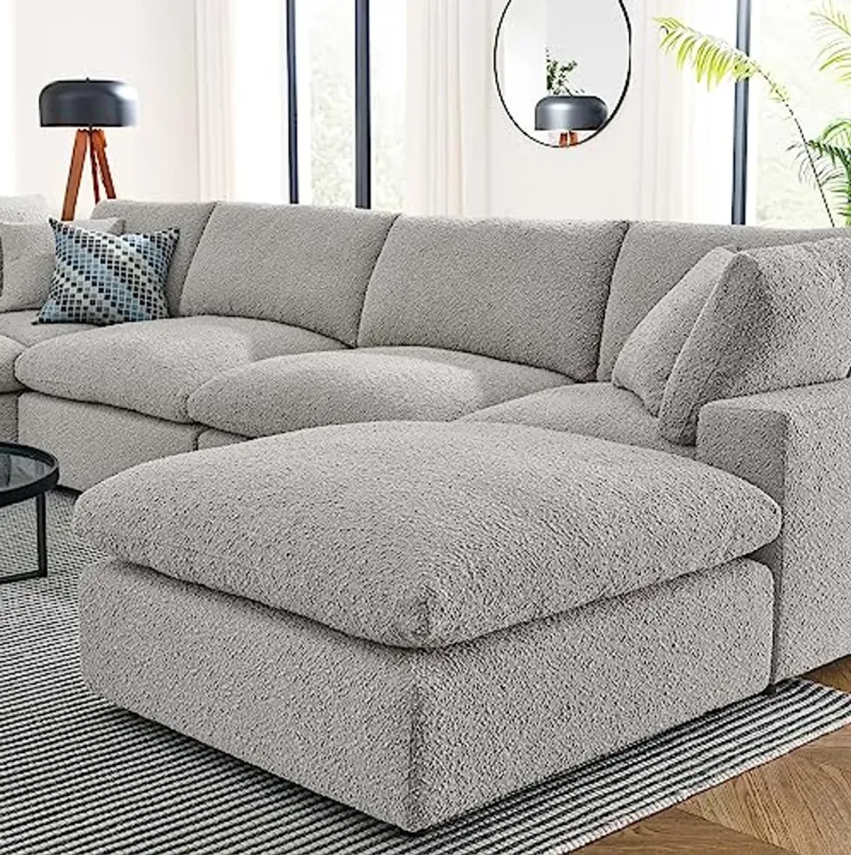 Modway Commix Down-Filled Overstuffed Boucle Fabric 7-Piece Sectional Sofa