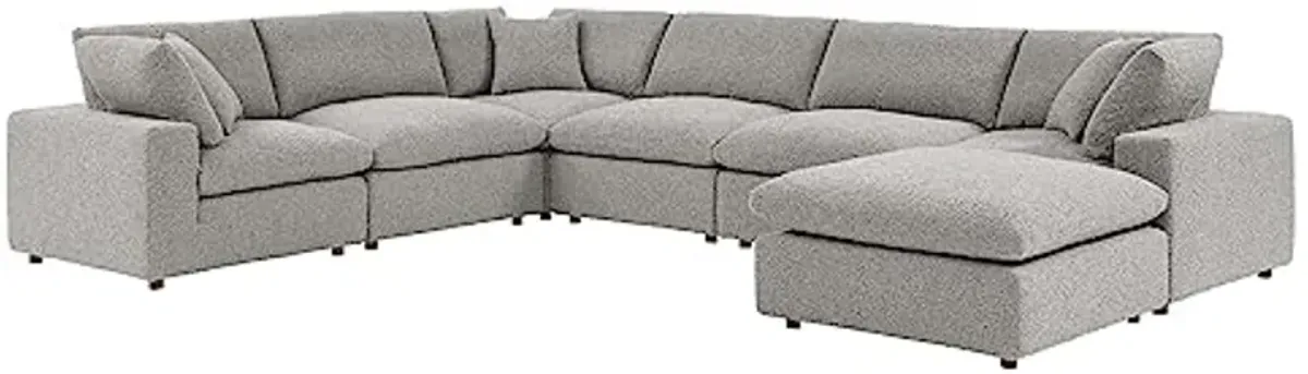 Modway Commix Down-Filled Overstuffed Boucle Fabric 7-Piece Sectional Sofa