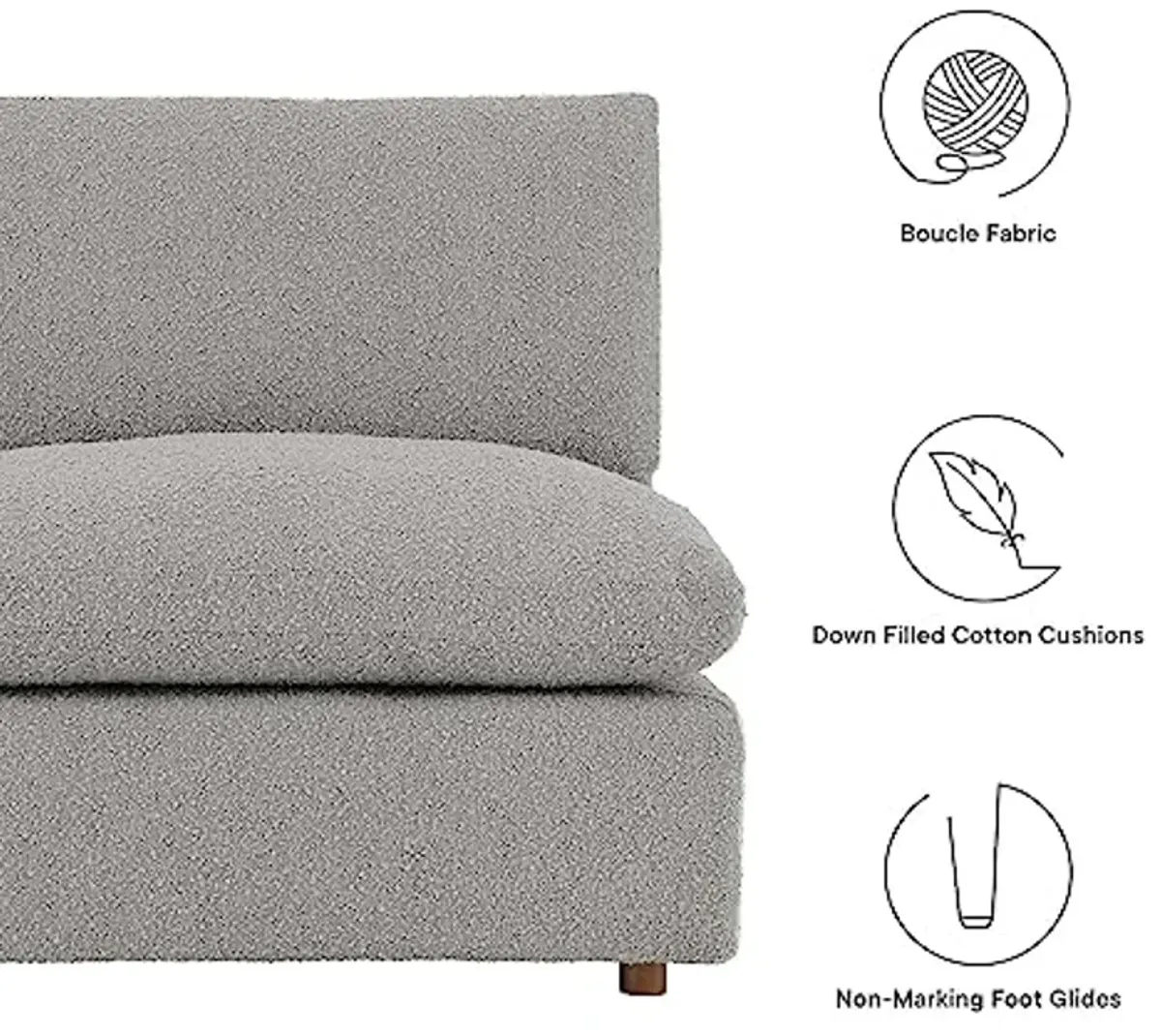 Modway Commix Down-Filled Overstuffed Boucle Fabric 5-Piece Sectional Sofa