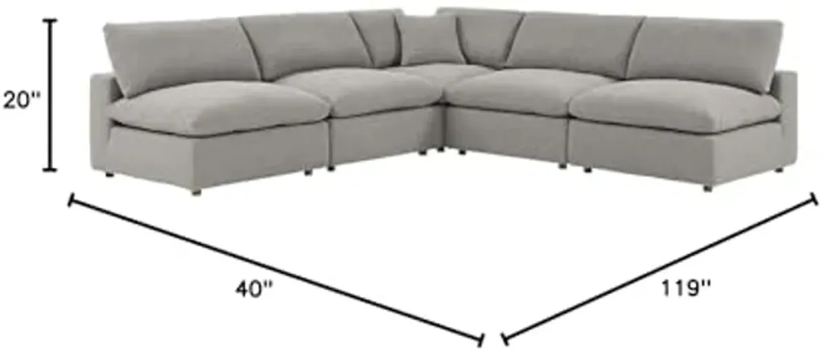 Modway Commix Down-Filled Overstuffed Boucle Fabric 5-Piece Sectional Sofa