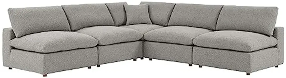 Modway Commix Down-Filled Overstuffed Boucle Fabric 5-Piece Sectional Sofa