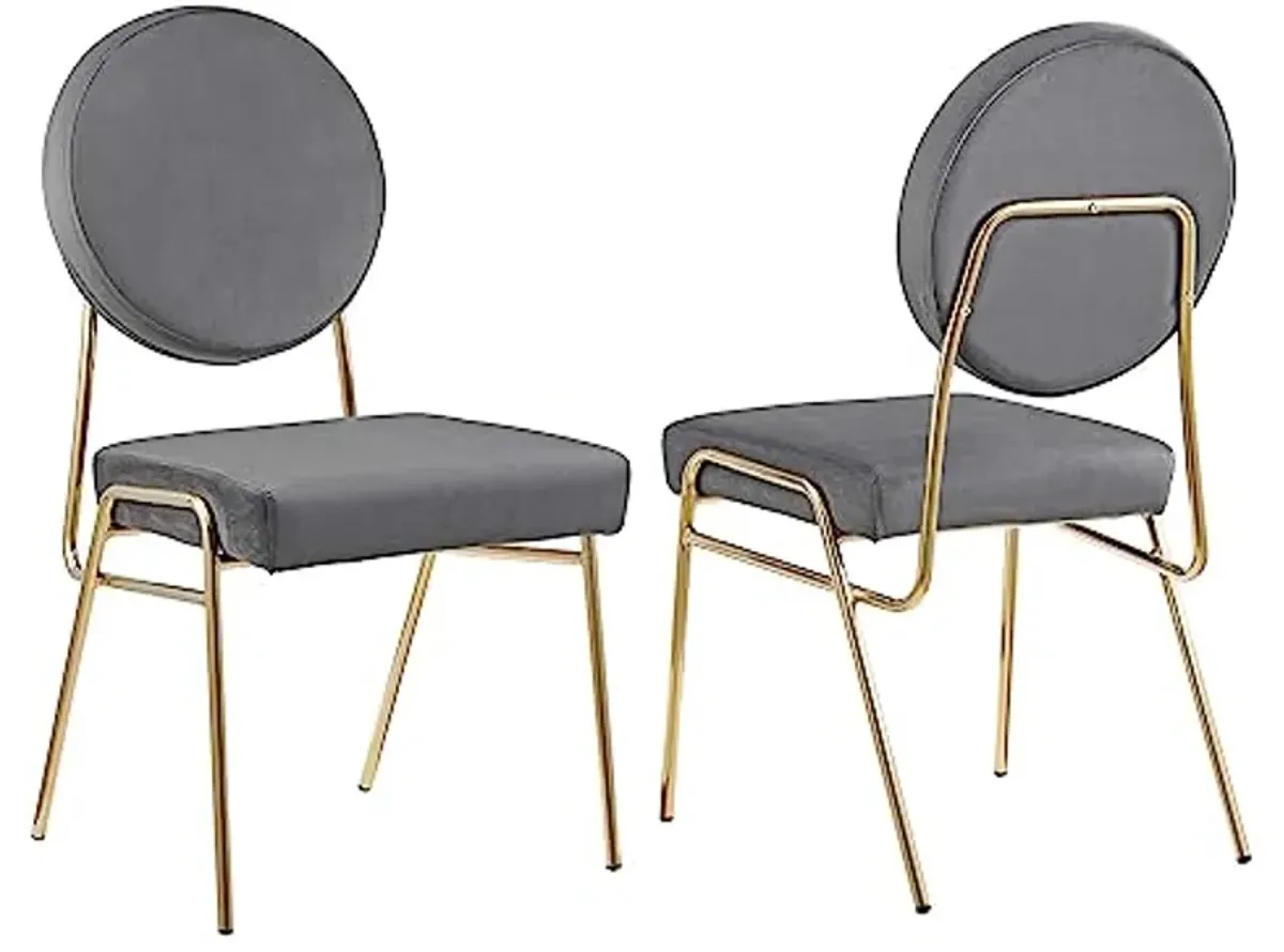 Modway Craft Performance Velvet Upholstered Side Gold Gray, Dining Chairs-Set of 2