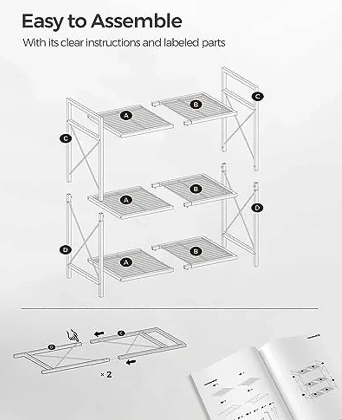 SONGMICS 3-Tier Metal Storage Rack with Wheels, Mesh Shelving Unit with X Side Frames, 31.5-Inch Width, for Entryway, Kitchen, Living Room, Bathroom, Industrial Style, Metallic Gold UBSC183A01