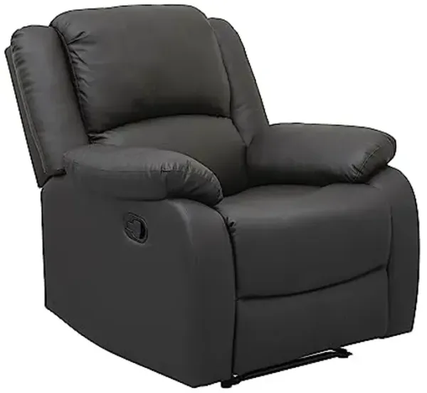 Lexicon Manual Recliner Sofa Chair, Home Theater Seating, Wall Hugger Manual Reclining Nursery Chair for Bedroom/Living Room/Office/Apartment, Dark Brown Faux Leather