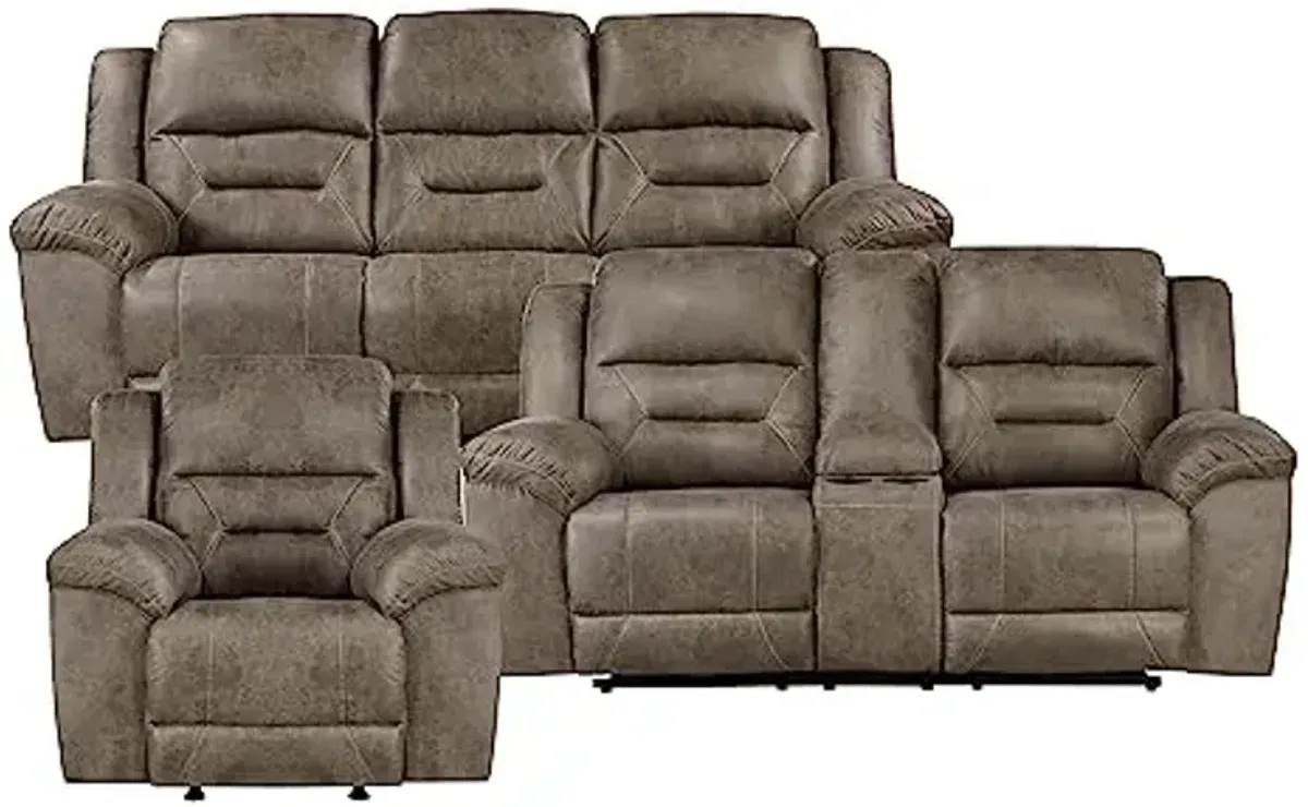 Lexicon Yorklyn Wall-Hugger Manual Reclining Living Room Sofa Set, 3-Piece, Brown
