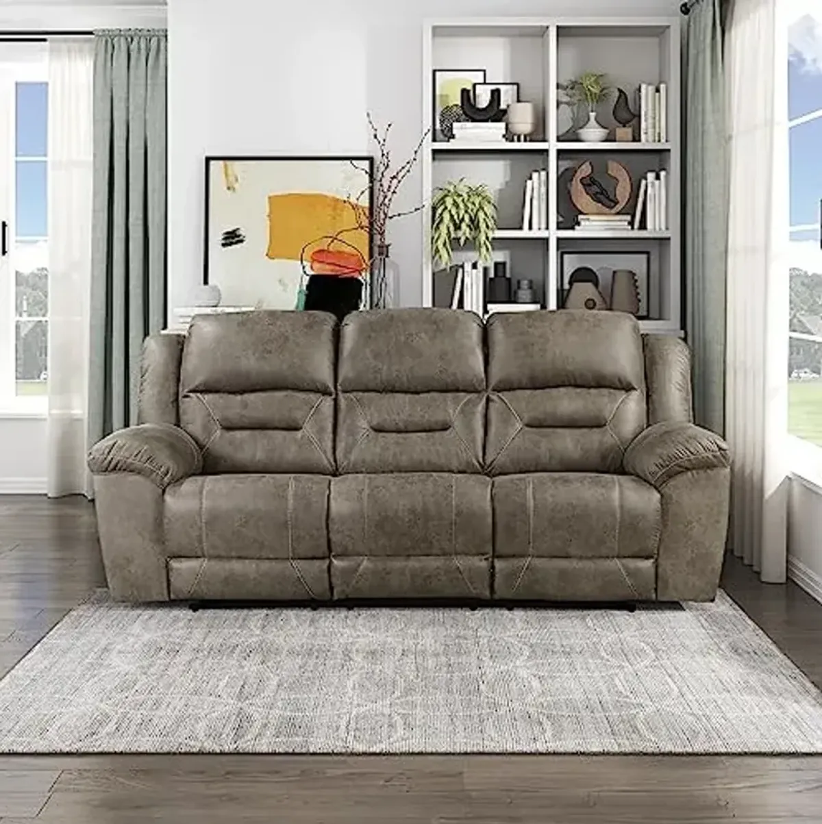 Lexicon Rocker Recliner Sofa for Living Room, Wall Hugger Manual Recliner Sofas, Home Theater Seating, Required Assembly, Brown​​