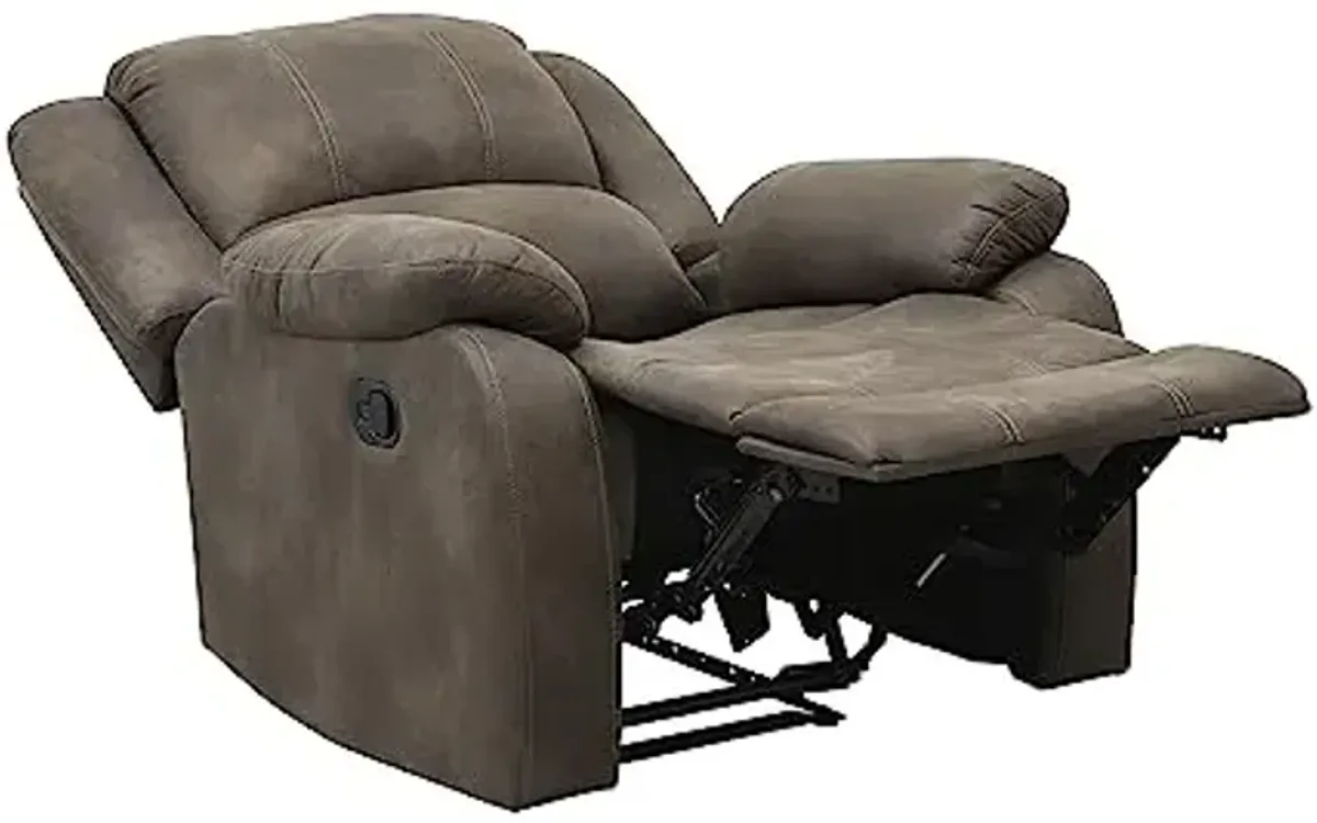 Lexicon Manual Recliner Sofa Chair, Home Theater Seating, Wall Hugger Manual Reclining Nursery Chair for Bedroom/Living Room/Office/Apartment, Brown Polished Microfiber