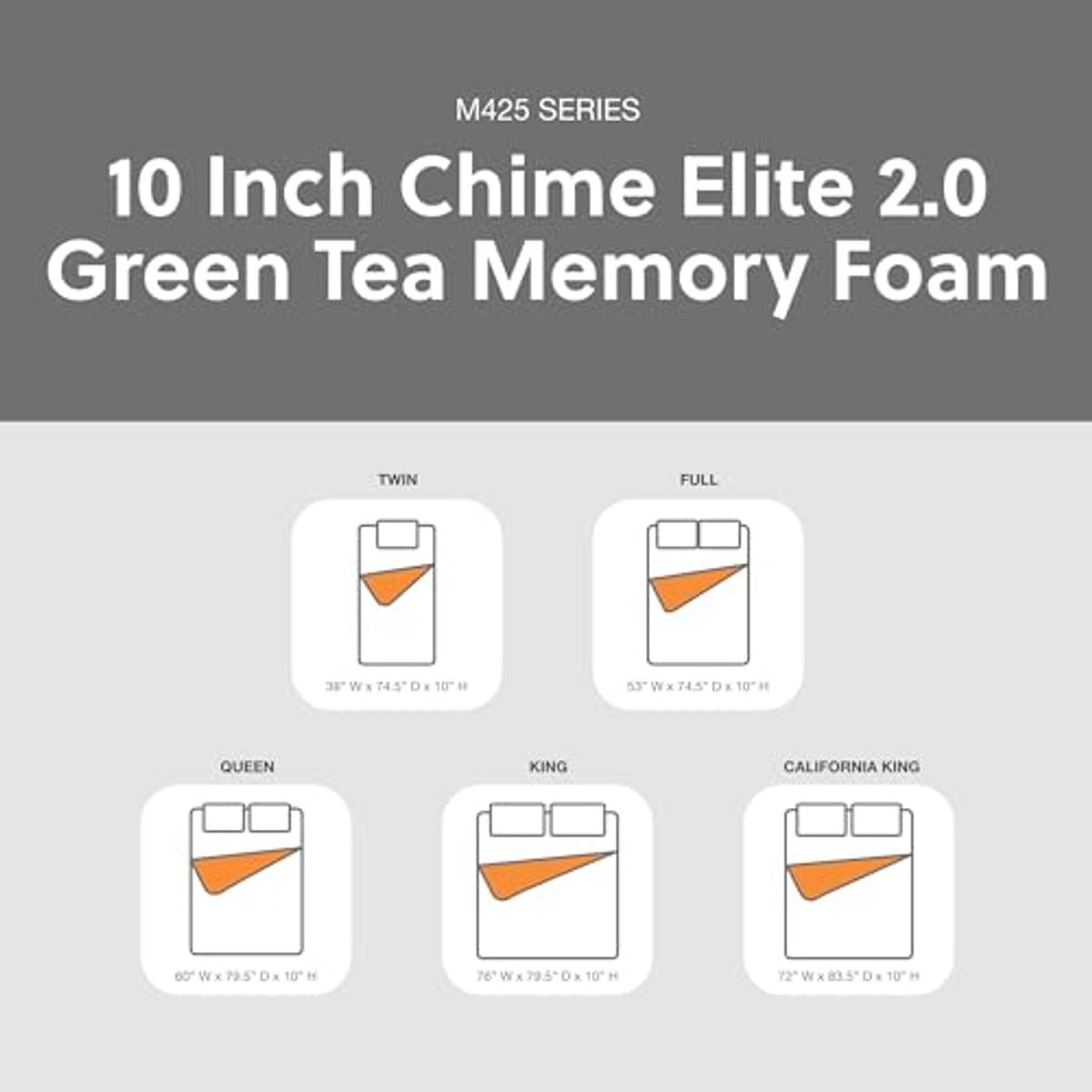 Signature Design by Ashley 10 Inch Chime Elite 2.0 Firm Green Tea Memory Foam Mattress for Cool Sleep and Pressure Relief, Twin