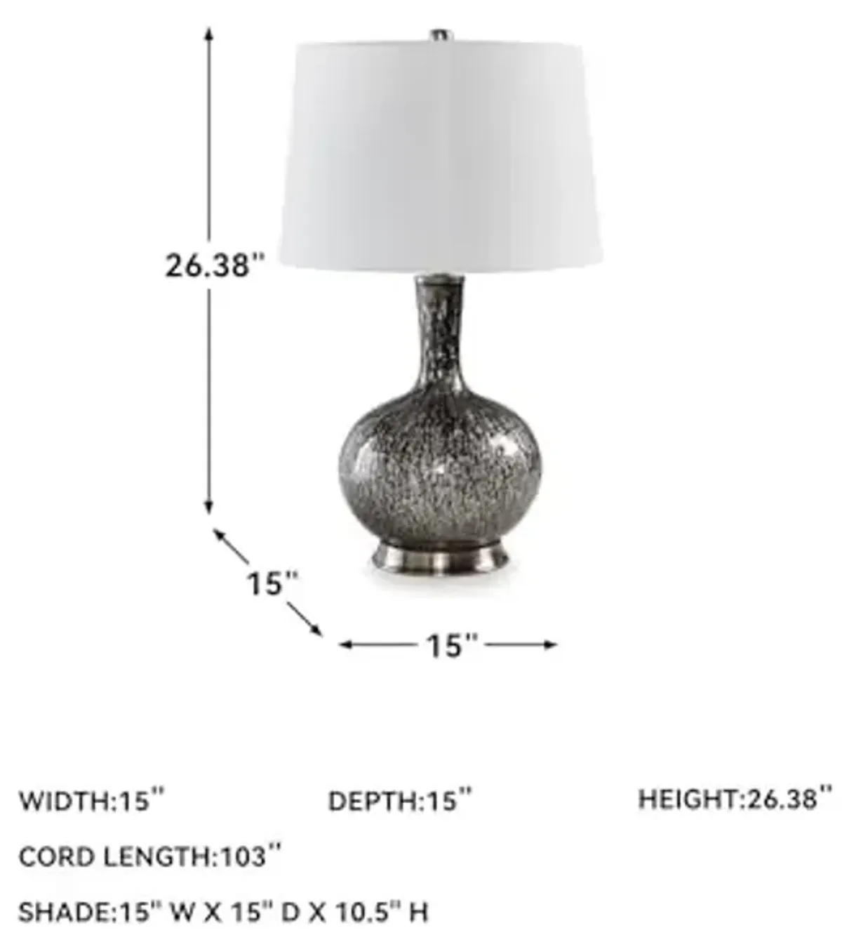 Signature Design by Ashley Tenslow Traditional 26.25 Inch Glass Table Lamp, Antique Black