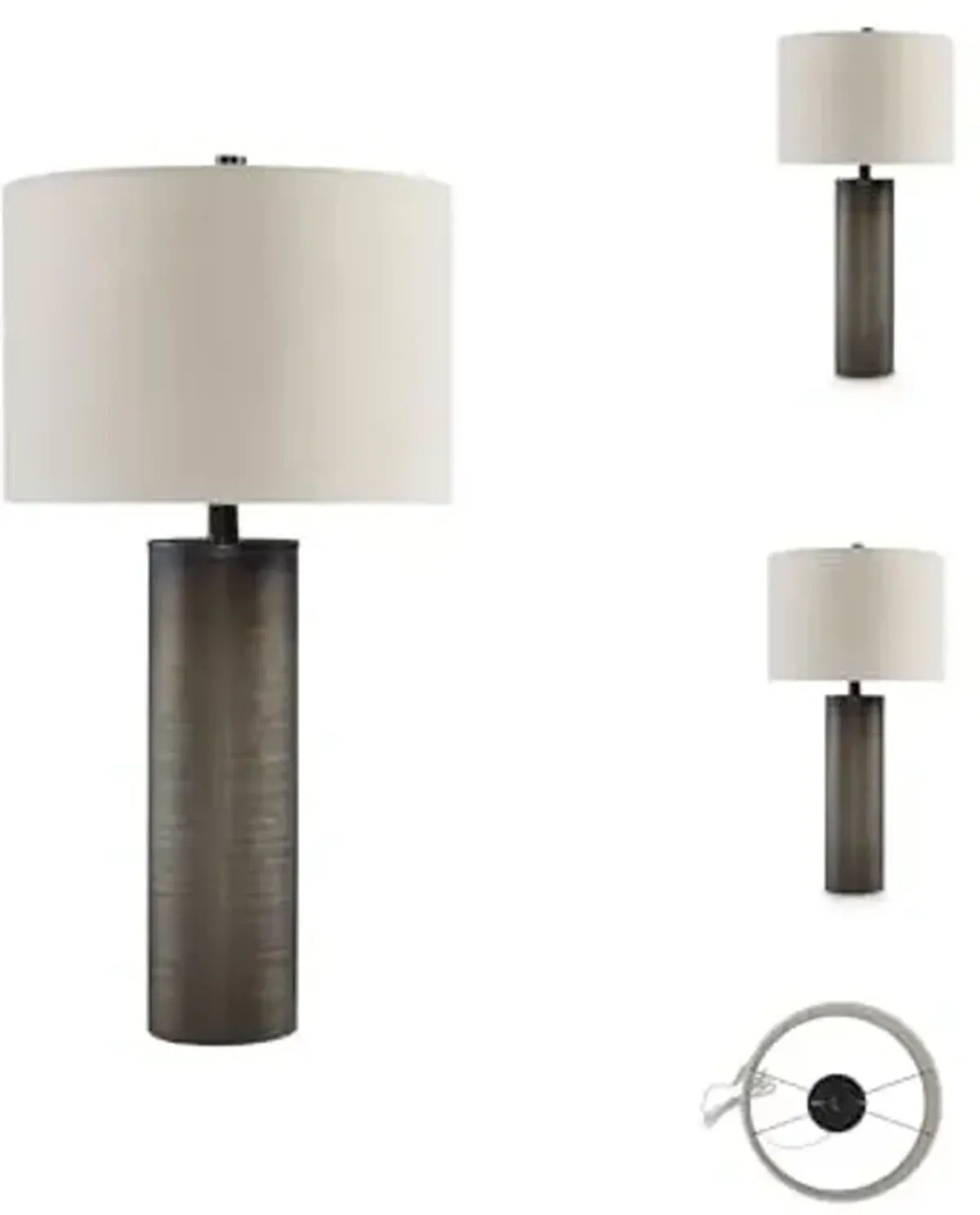 Signature Design by Ashley Dingerly Contemporary 28.25 Inch Glass Table Lamp, Brown & Beige