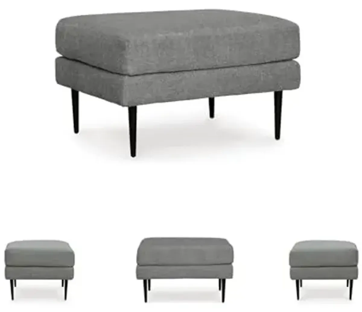 Signature Design by Ashley Hazela Contemporary Firmly Cushioned Rectangular Ottoman with Metal Accent Legs, Gray & Black