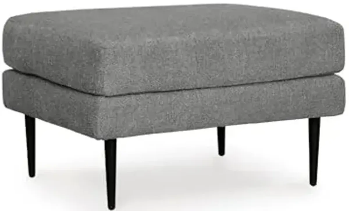 Signature Design by Ashley Hazela Contemporary Firmly Cushioned Rectangular Ottoman with Metal Accent Legs, Gray & Black