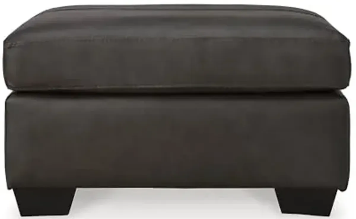 Signature Design by Ashley Belziani Contemporary Firmly Cushioned Leather Rectangular Ottoman, Cream & Brown