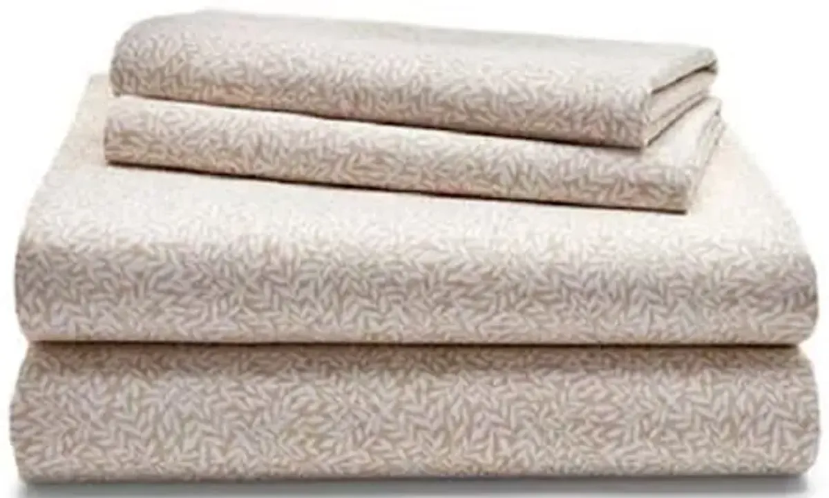 Lauren Ralph Lauren Leaf Print 230-Thread-Count 100% Cotton 4 pc Sheet Set (tan, Queen)