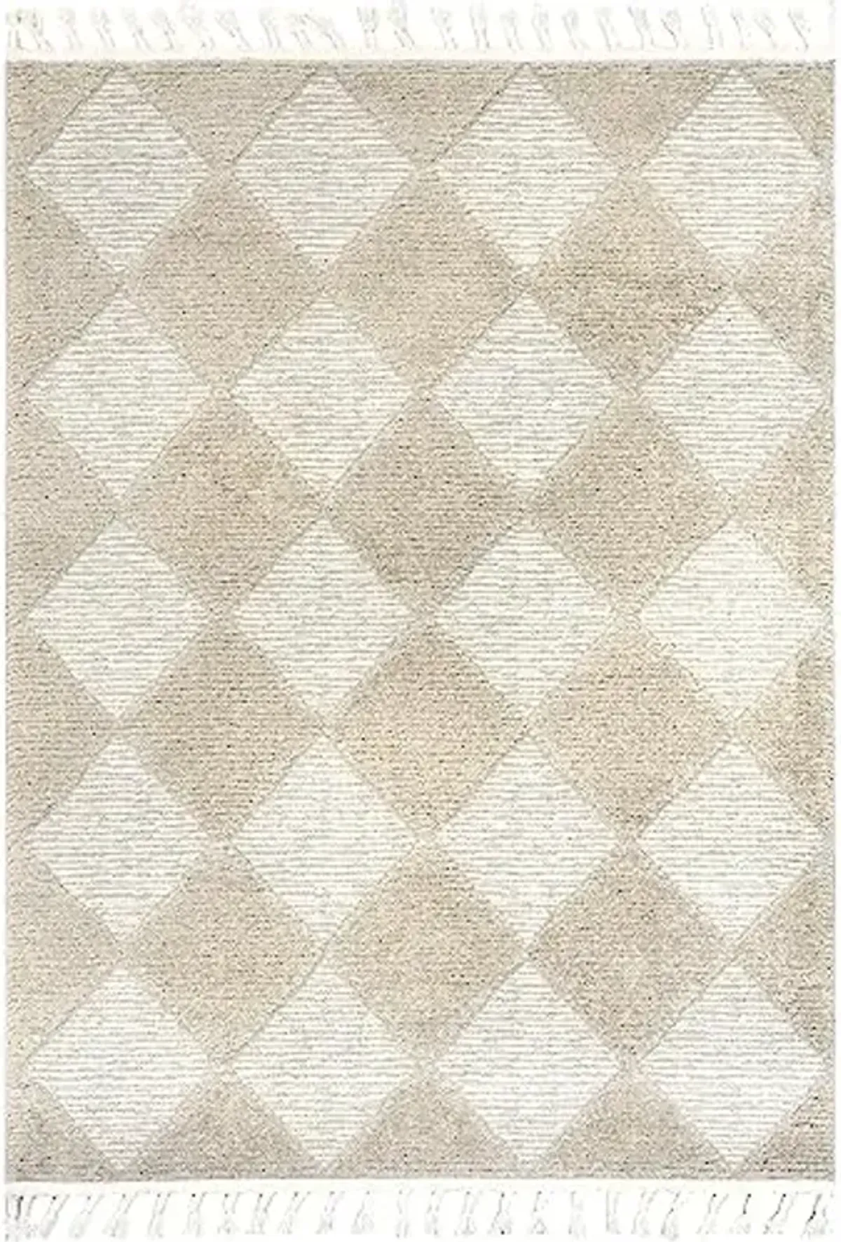 Nuloom Marissa Beige/Ivory, 6'7" x 9', Diamond, Tassel, Soft and Cozy, High Traffic, Stain Resistant, Easy Clean, Durable Area Rug for Bedroom, Living Room, Dining Space, Den, Foyer, Entryway
