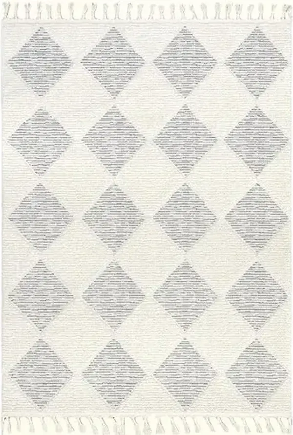 Nuloom Marissa Off-White/Grey, 5'3" x 7'6", Diamond, Tassel, Soft and Cozy, High Traffic, Stain Resistant, Easy Clean, Durable Area Rug for Bedroom, Living Room, Dining Space, Den, Foyer, Entryway