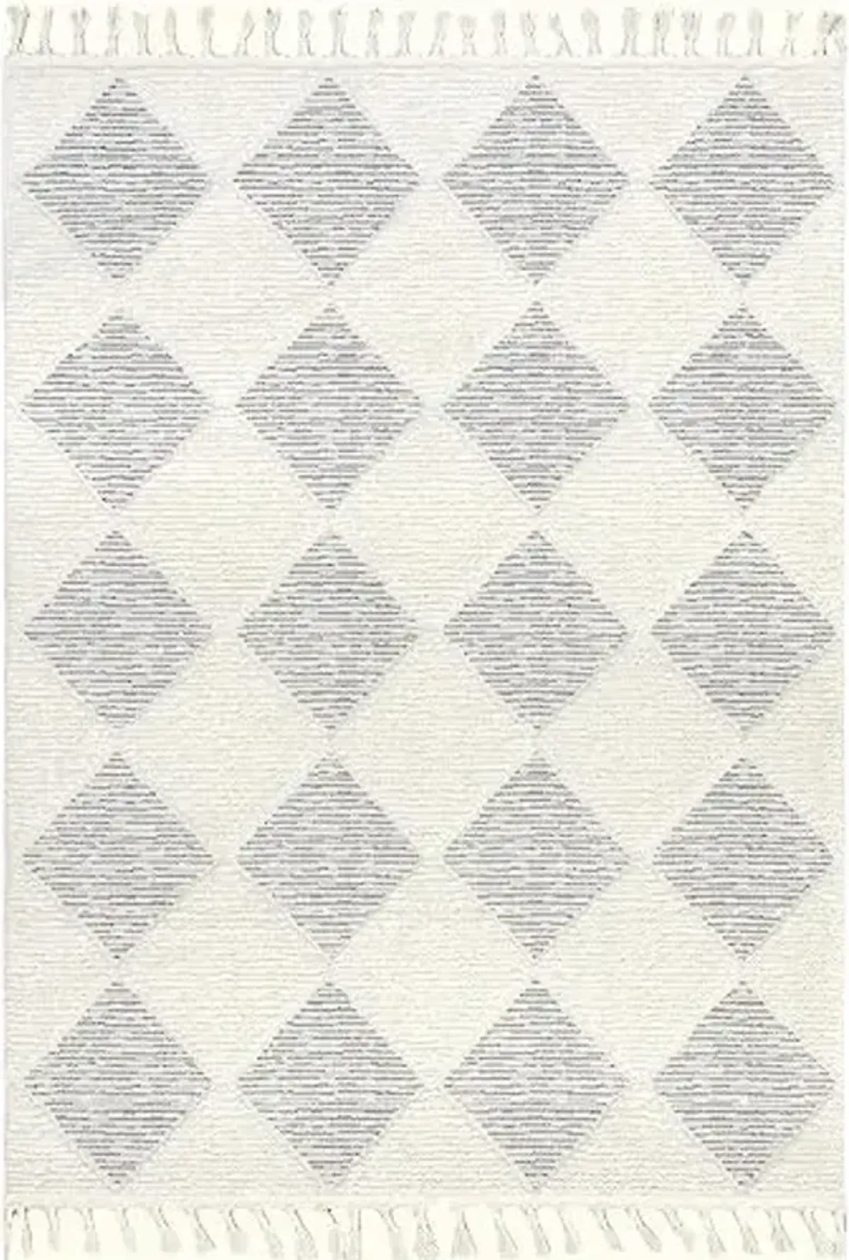 Nuloom Marissa Off-White/Grey, 8'10" x 12', Diamond, Tassel, Soft and Cozy, High Traffic, Stain Resistant, Easy Clean, Durable Area Rug for Bedroom, Living Room, Dining Space, Den, Foyer, Entryway