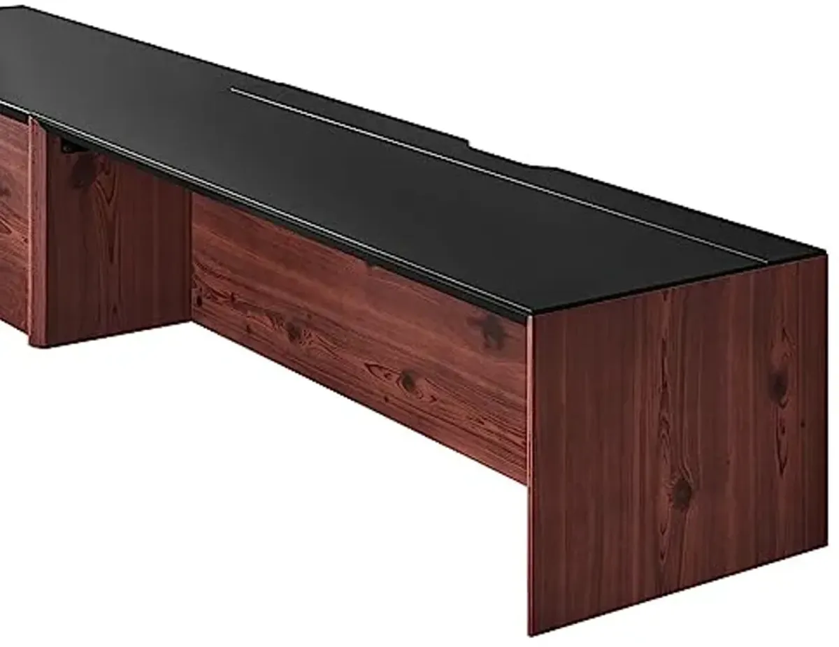 Modway EEI-6312-BLK-CHE Kinetic 49" Wall-Mount Office Desk with Cabinet and Shelf, Black Cherry