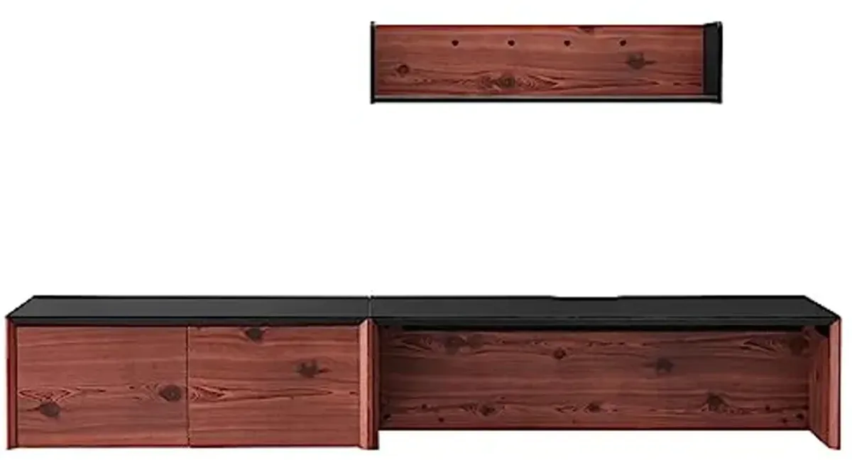 Modway EEI-6312-BLK-CHE Kinetic 49" Wall-Mount Office Desk with Cabinet and Shelf, Black Cherry