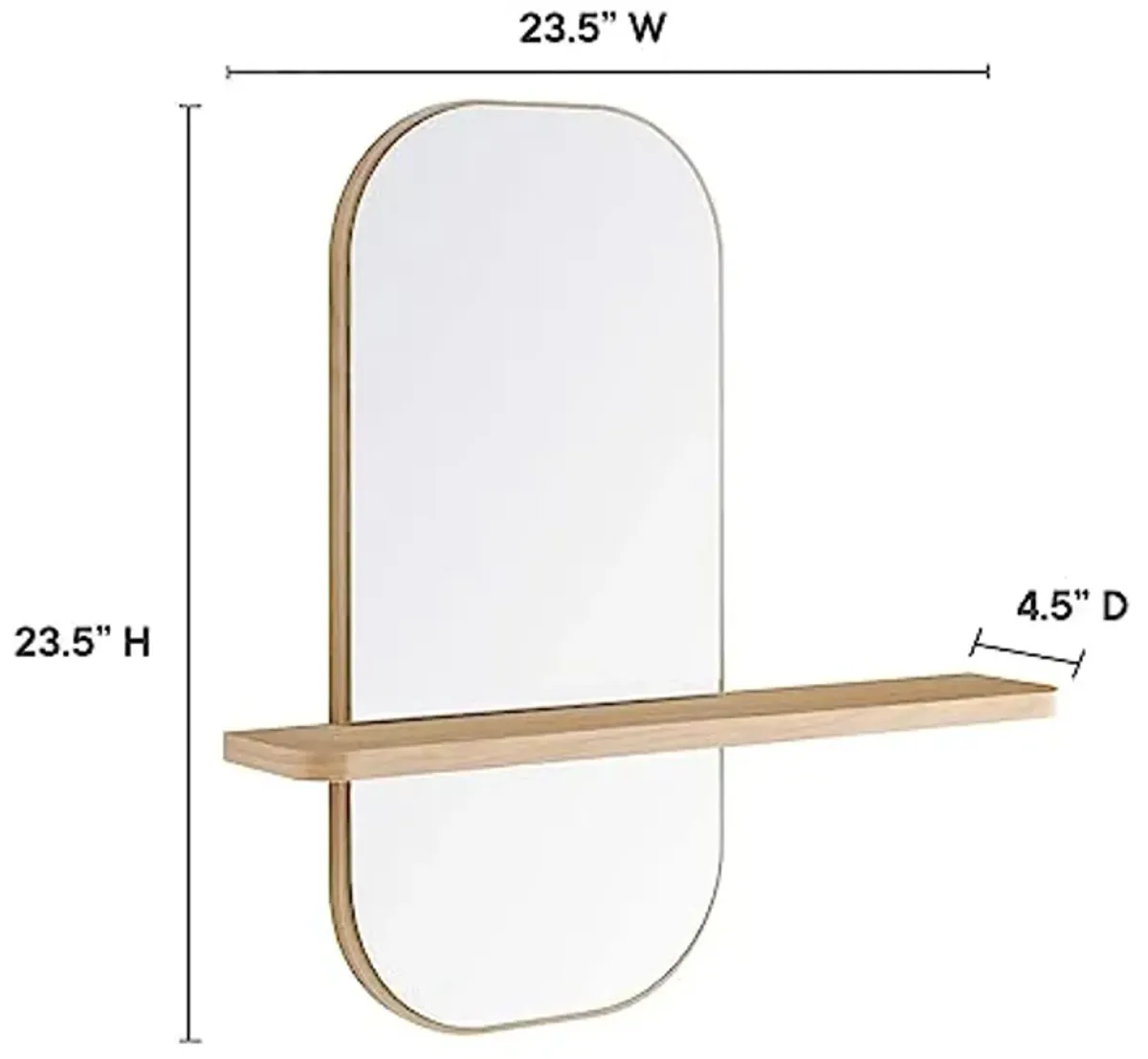 Modway EEI-6349-OAK Solstice Mirror, Oak