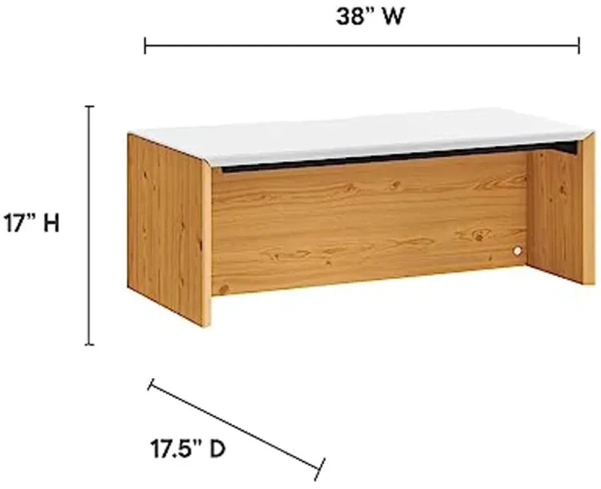 Modway EEI-6311-WHI-NAT Kinetic 38" Wall-Mount Office Desk with Cabinet and Shelf, White Natural