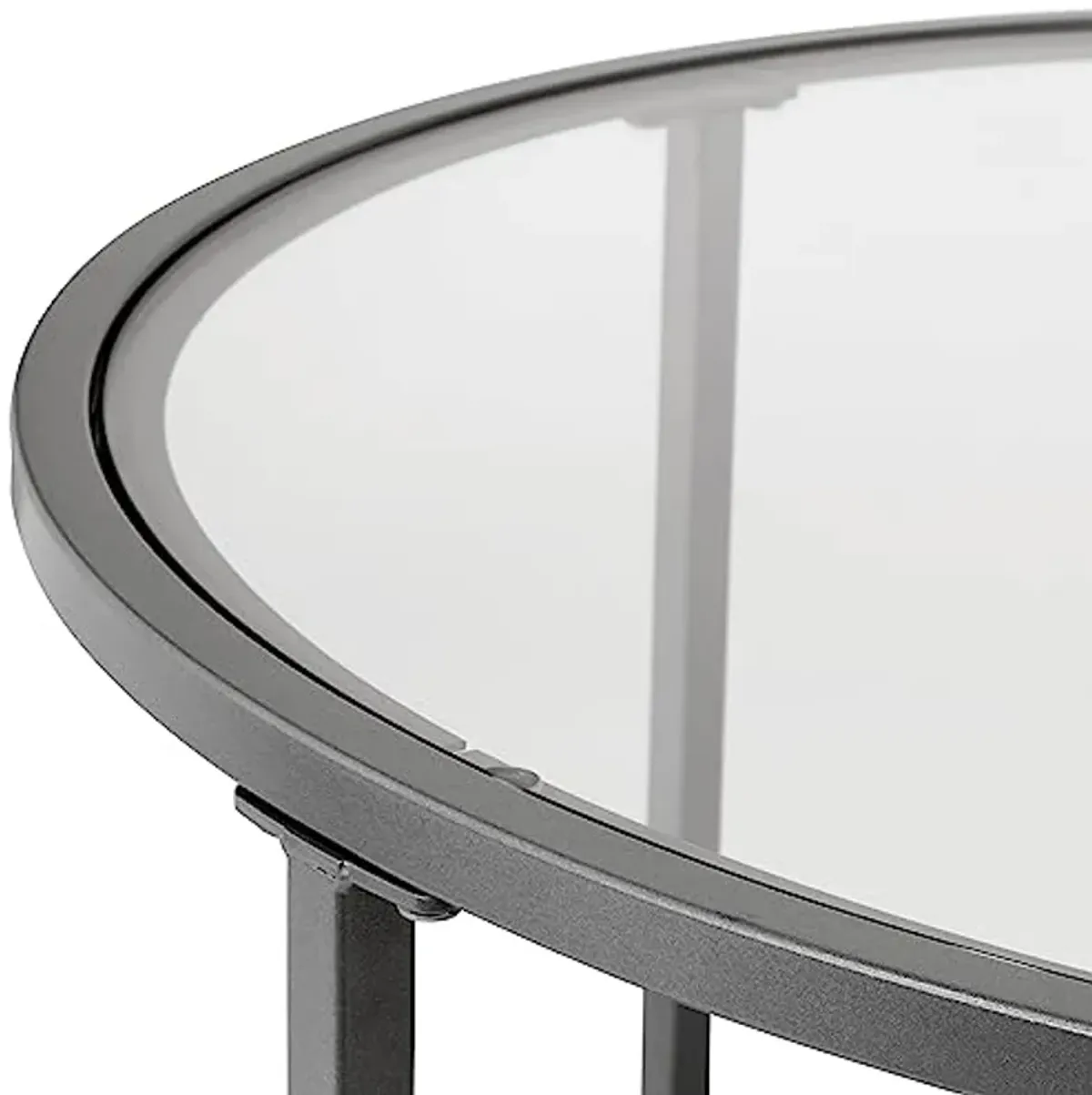 SD STUDIO DESIGNS Camber Elite Metal and Glass Round Coffee Table, 28 Inches