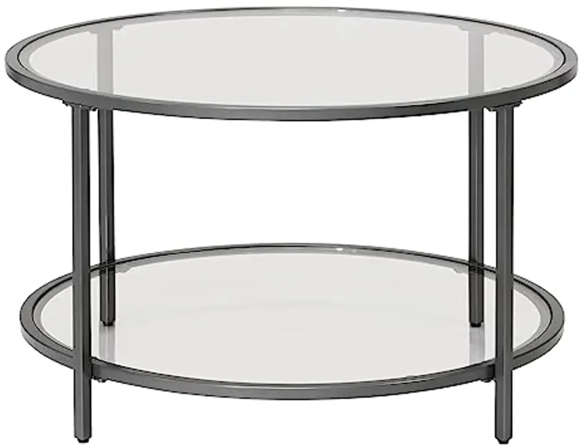 SD STUDIO DESIGNS Camber Elite Metal and Glass Round Coffee Table, 28 Inches