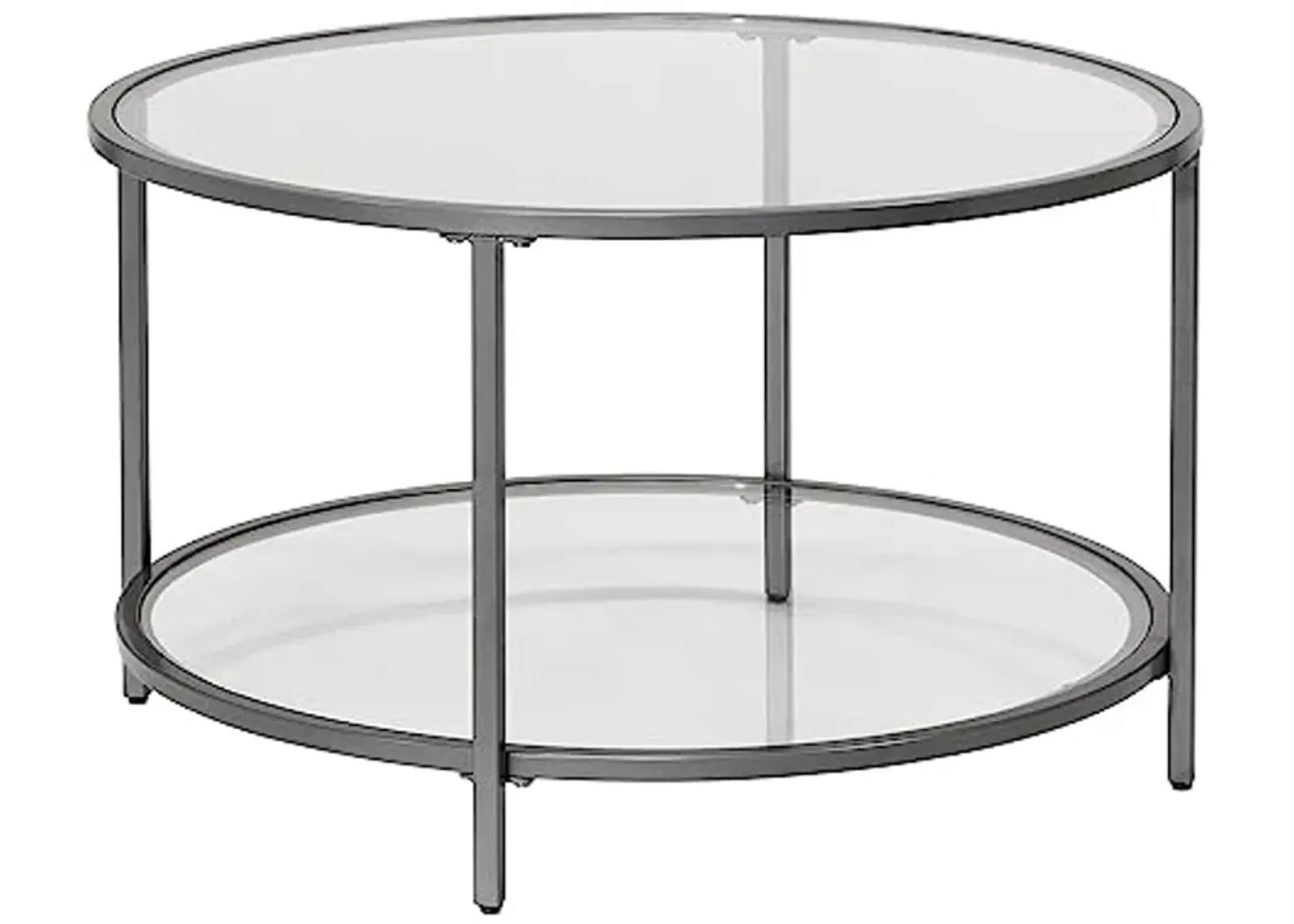 SD STUDIO DESIGNS Camber Elite Metal and Glass Round Coffee Table, 28 Inches