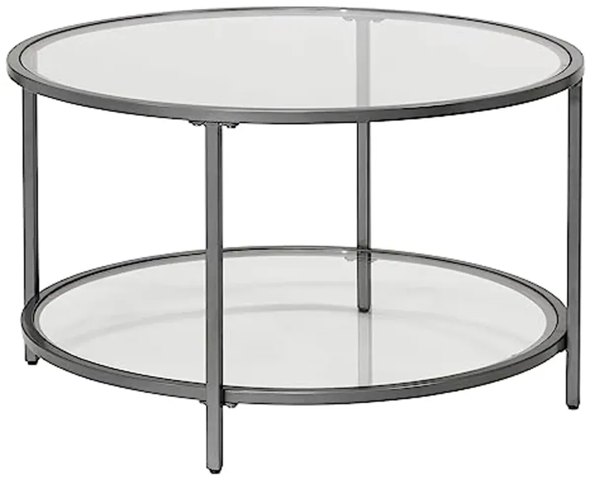 SD STUDIO DESIGNS Camber Elite Metal and Glass Round Coffee Table, 28 Inches