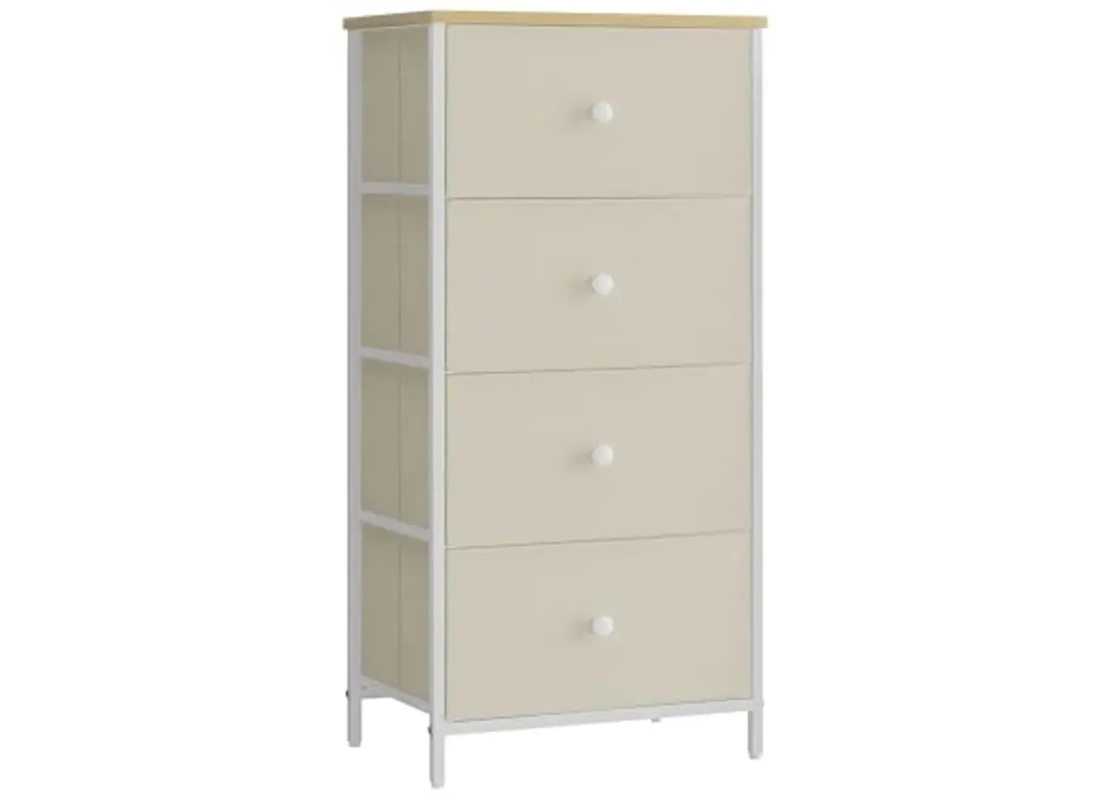 SONGMICS Dresser for Bedroom, Fabric Dresser with 4 Drawers, Metal Frame, Small Chest of Drawers, Camel Yellow and Cream White ULTS314W01