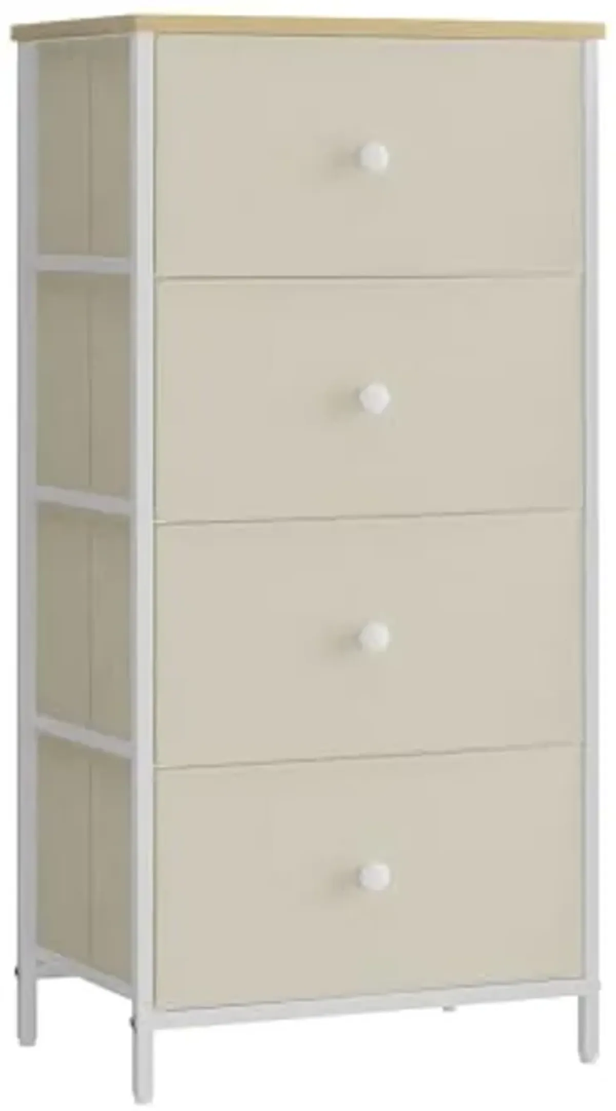 SONGMICS Dresser for Bedroom, Fabric Dresser with 4 Drawers, Metal Frame, Small Chest of Drawers, Camel Yellow and Cream White ULTS314W01