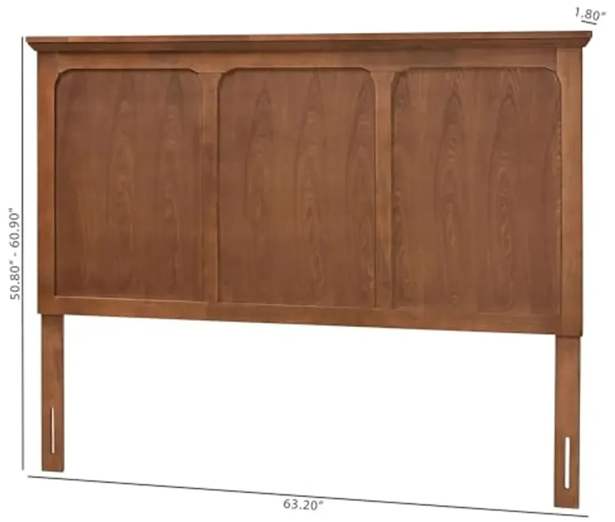 Baxton Studio Alarice Classic and Traditional Ash Walnut Finished Wood Queen Size Headboard